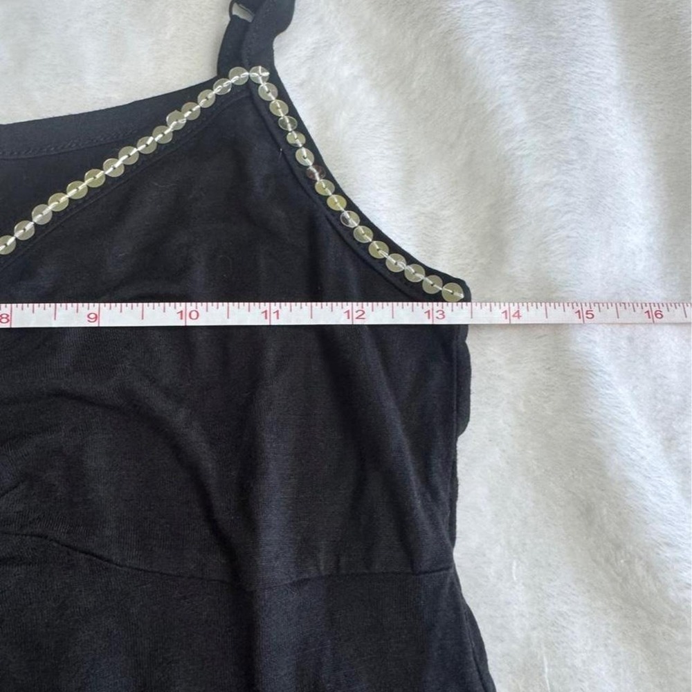 Weavers black beaded asymmetrical babydoll cami tank top y2k vintage mcbling - Picture 4 of 5